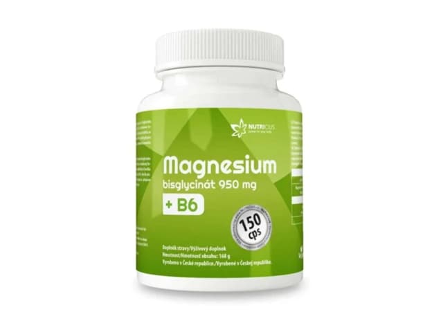 Magnesium bisglycinát 950 mg + B6 150 kapslí